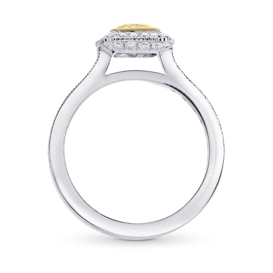 Fancy Intense Yellow Cushion Diamond Halo Ring with Milgrain