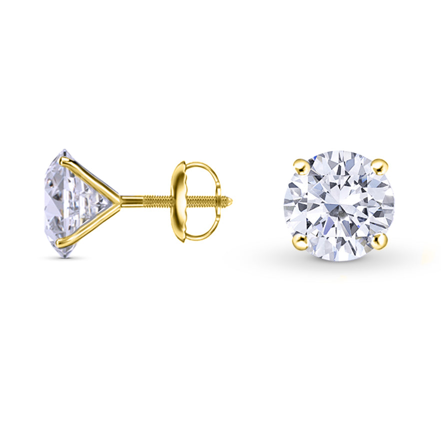 Round Brilliant Diamond Stud Earrings - 4