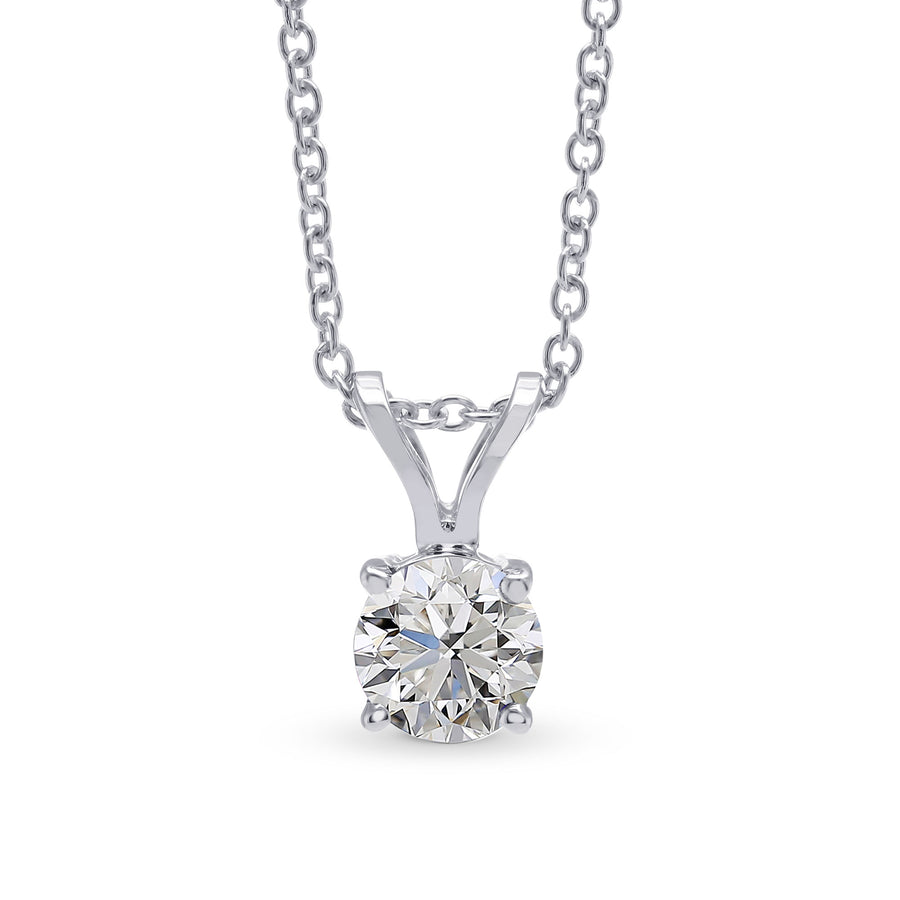 White Round Diamond Solitaire Pendant
