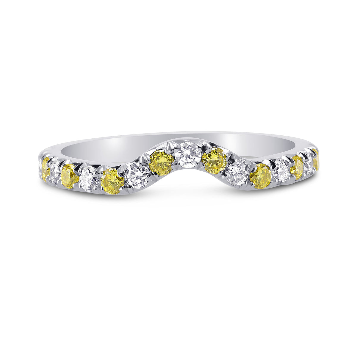 Contoured Yellow & White Diamond Half-Eternity Ring