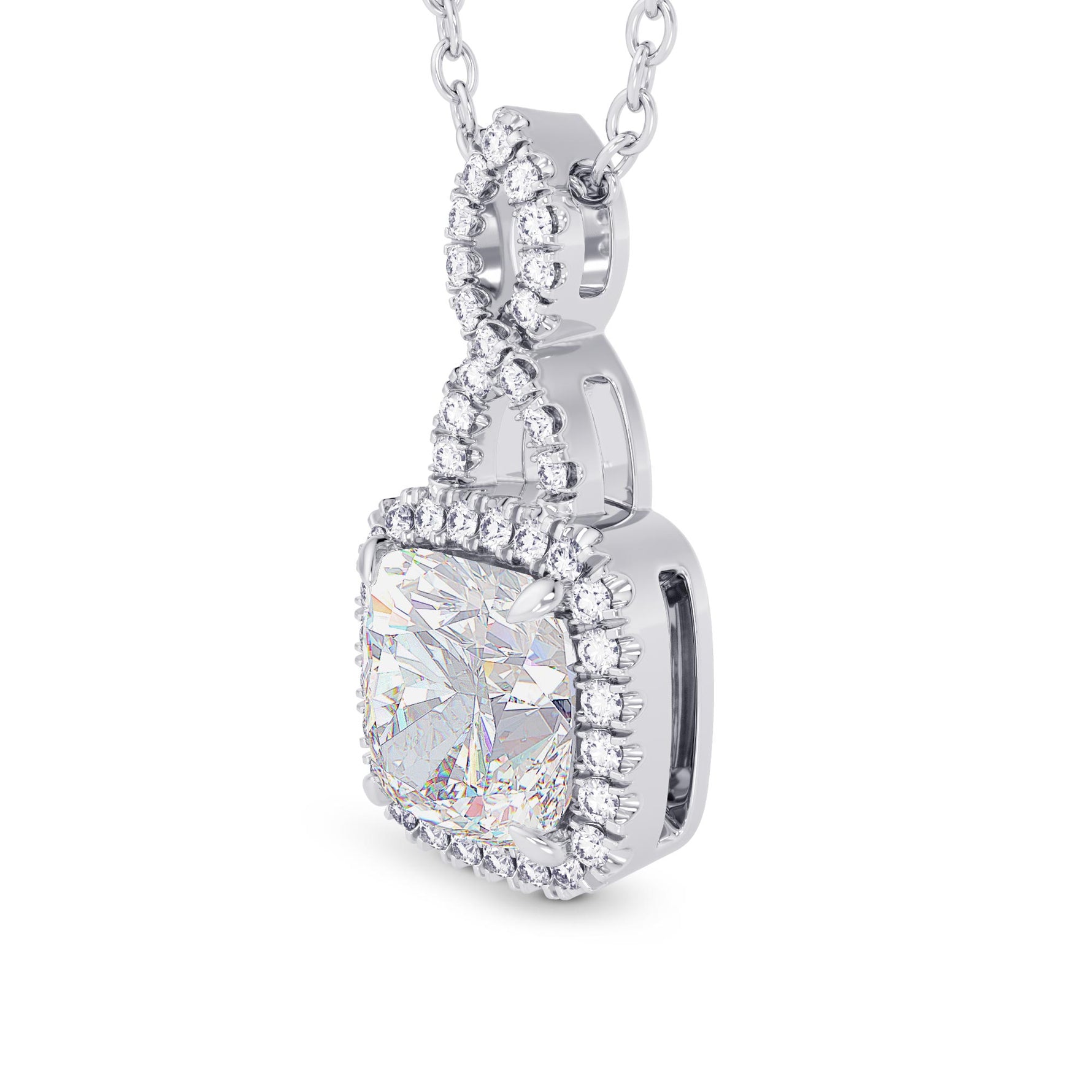 1.50ct  GIA Cushion Diamond Halo & Drop Pendant - 2