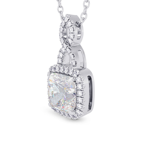 1.50ct  GIA Cushion Diamond Halo & Drop Pendant - 2