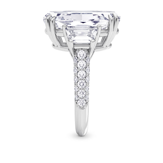 Oval and Trapezoid Diamond Side-stone Ring - 4
