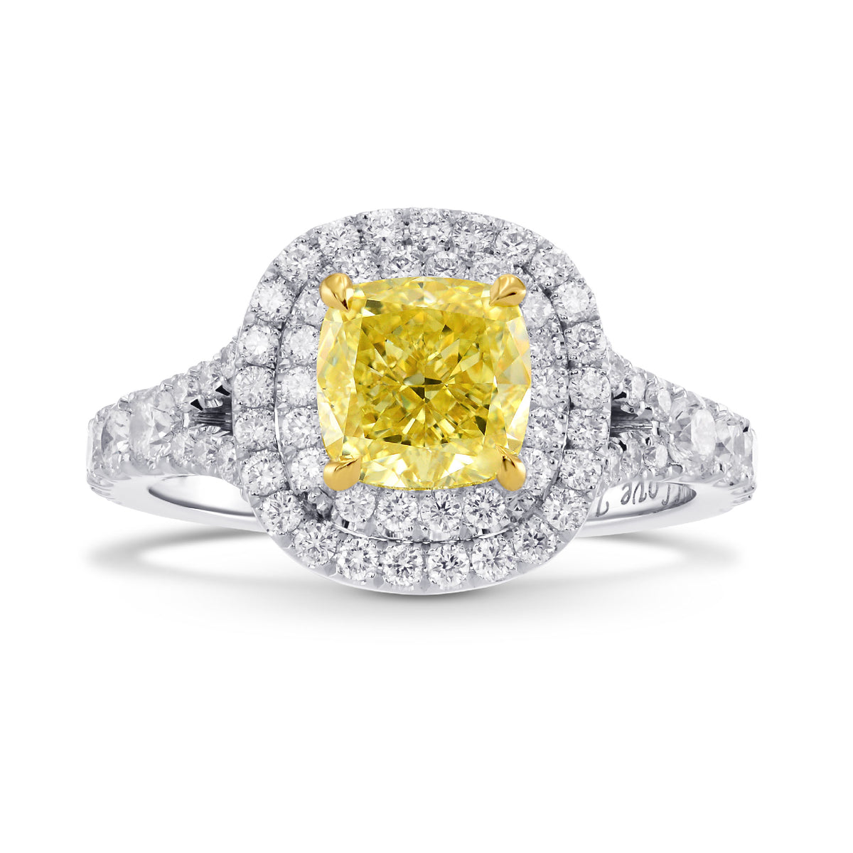 Fancy Intense Yellow Cushion Diamond Ring