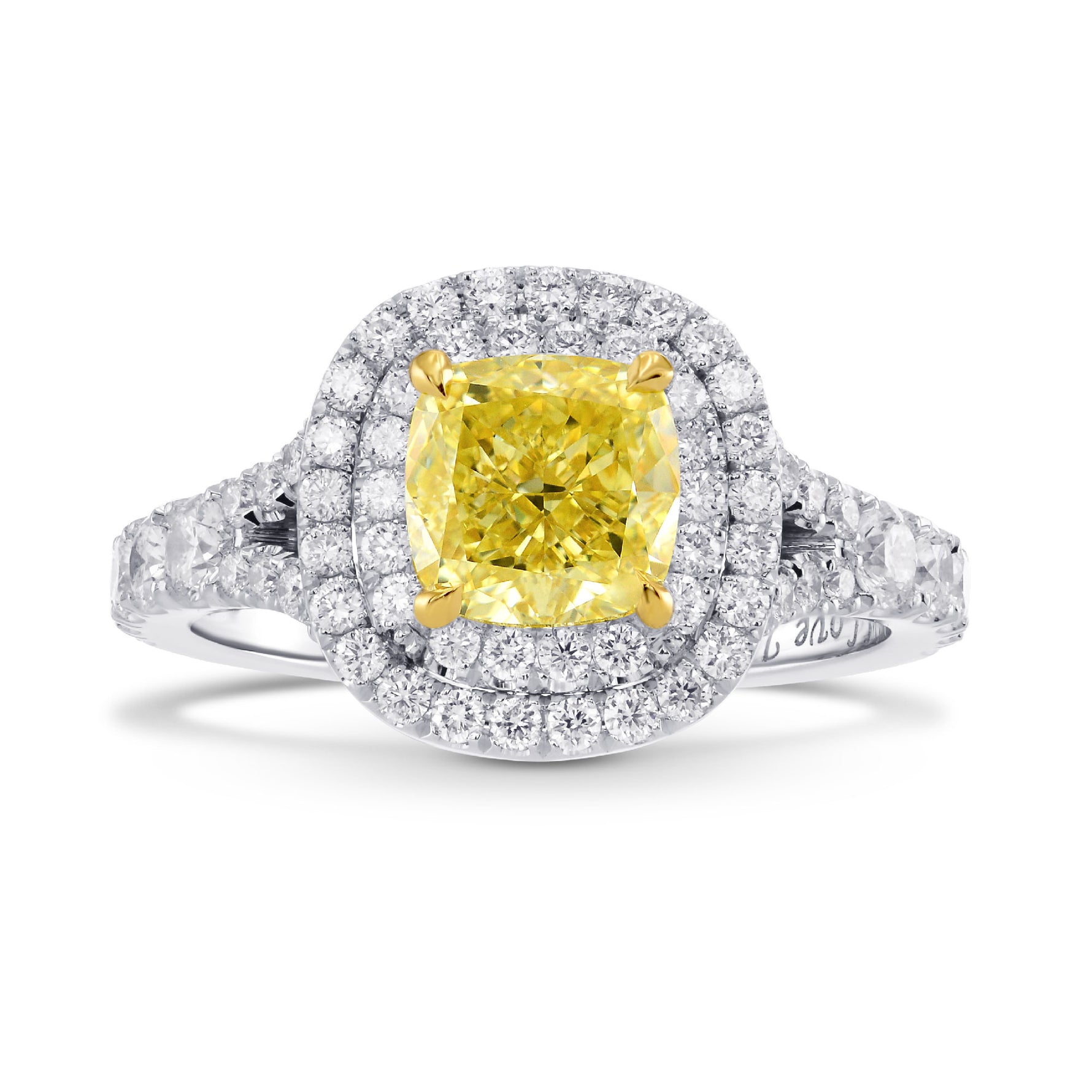 Fancy Intense Yellow Cushion Diamond Ring