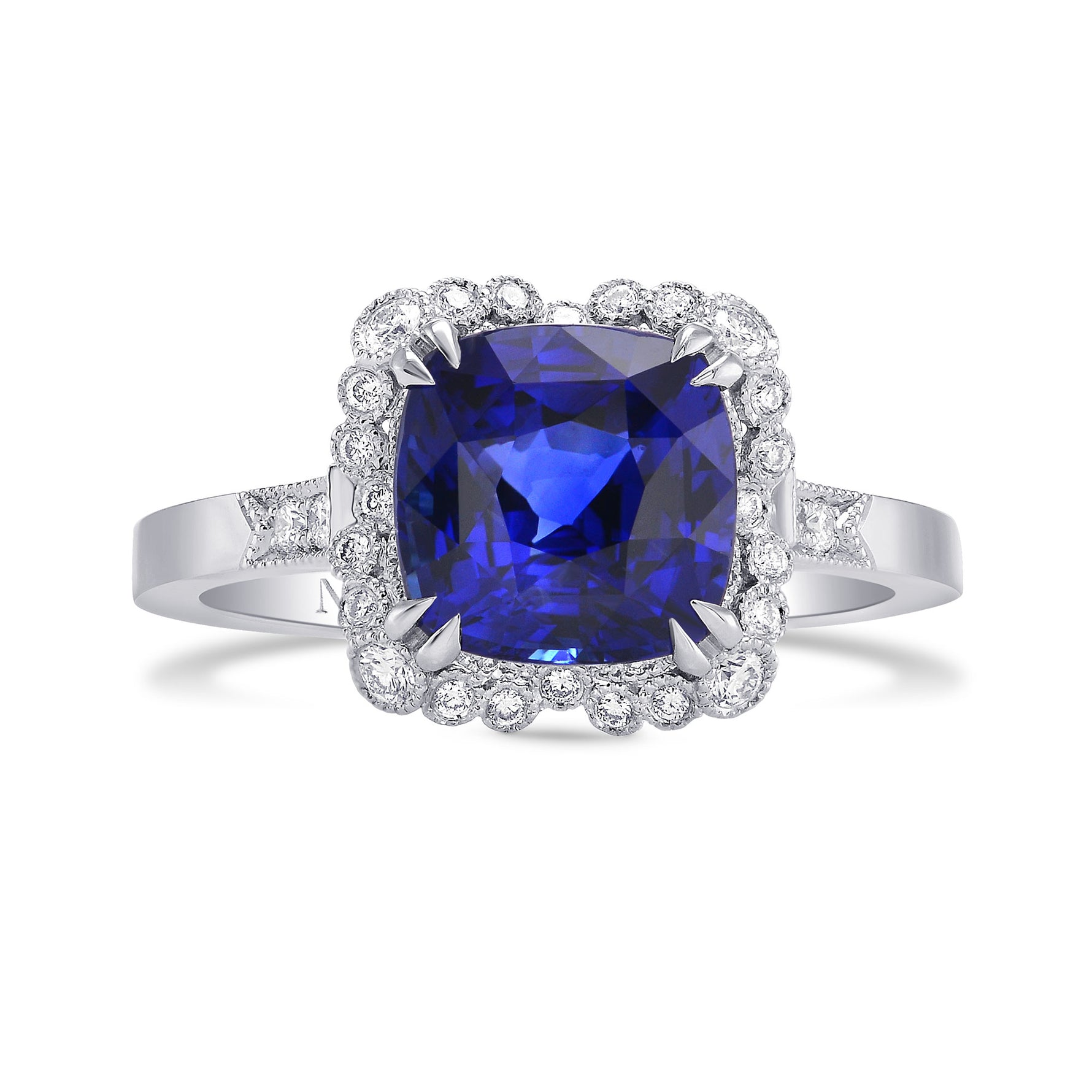 Cushion Sapphire & Diamond Ring