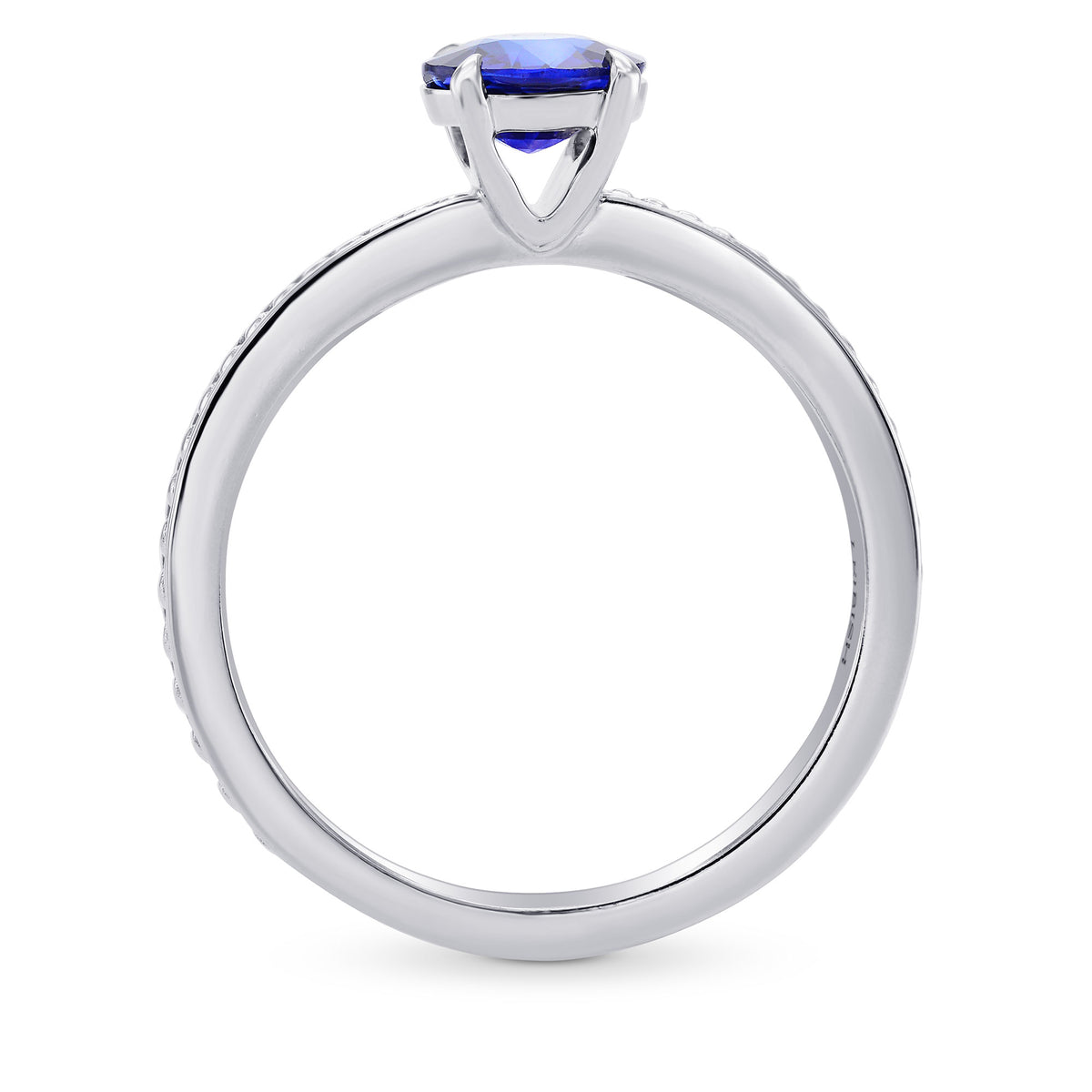 Round Sapphire Beaded Solitaire Ring