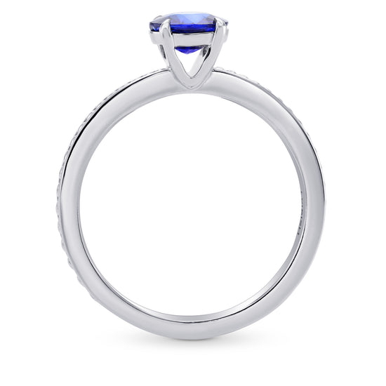 Round Sapphire Beaded Solitaire Ring