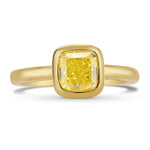 Fancy Intense Yellow Cushion Diamond Solitaire Ring