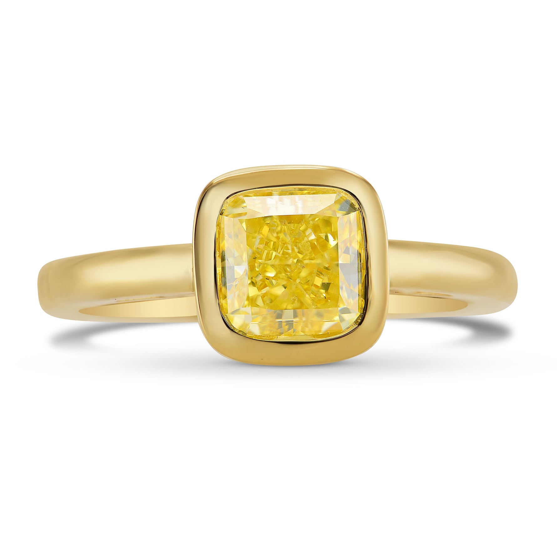 Fancy Intense Yellow Cushion Diamond Solitaire Ring