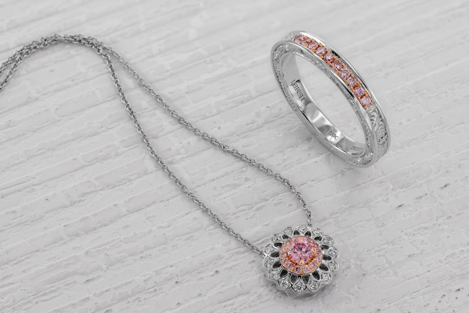 Ornate Pink Diamond Band Ring