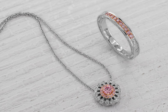 Ornate Pink Diamond Band Ring