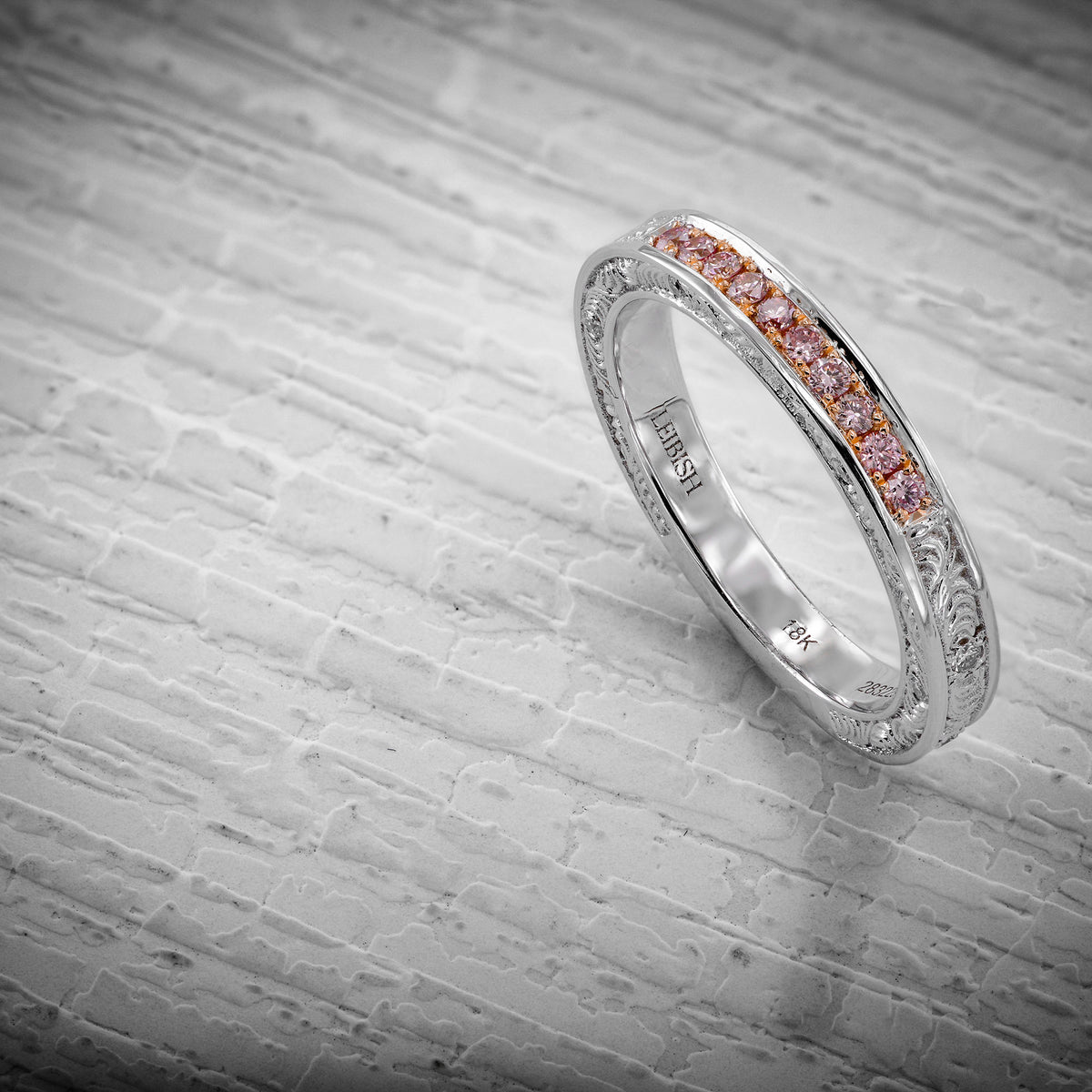 Ornate Pink Diamond Band Ring
