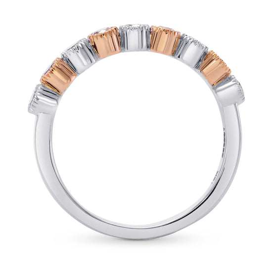 Pink & White Diamond Band Ring with Milgrain