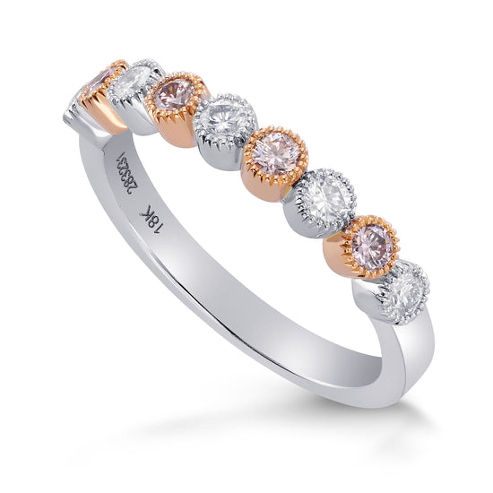Pink & White Diamond Band Ring with Milgrain