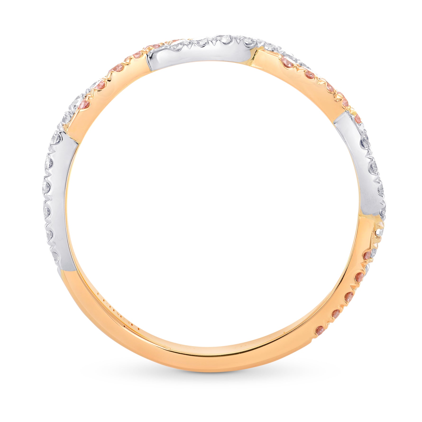 Pink & White Diamond Woven Band Ring