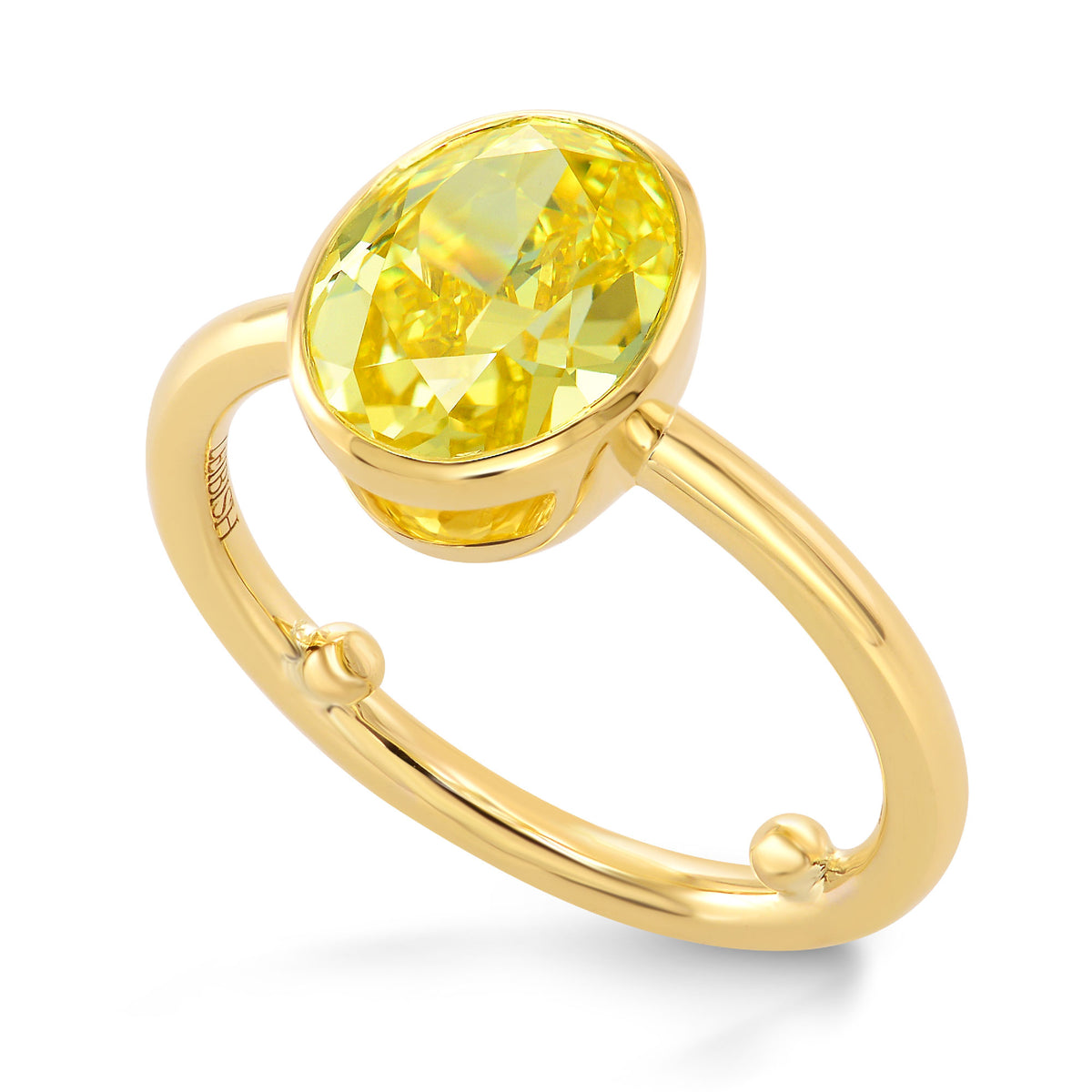 Fancy Vivid Yellow Oval Diamond Solitaire Ring