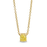 Fancy Intense Yellow Cushion Diamond Solitaire Pendant