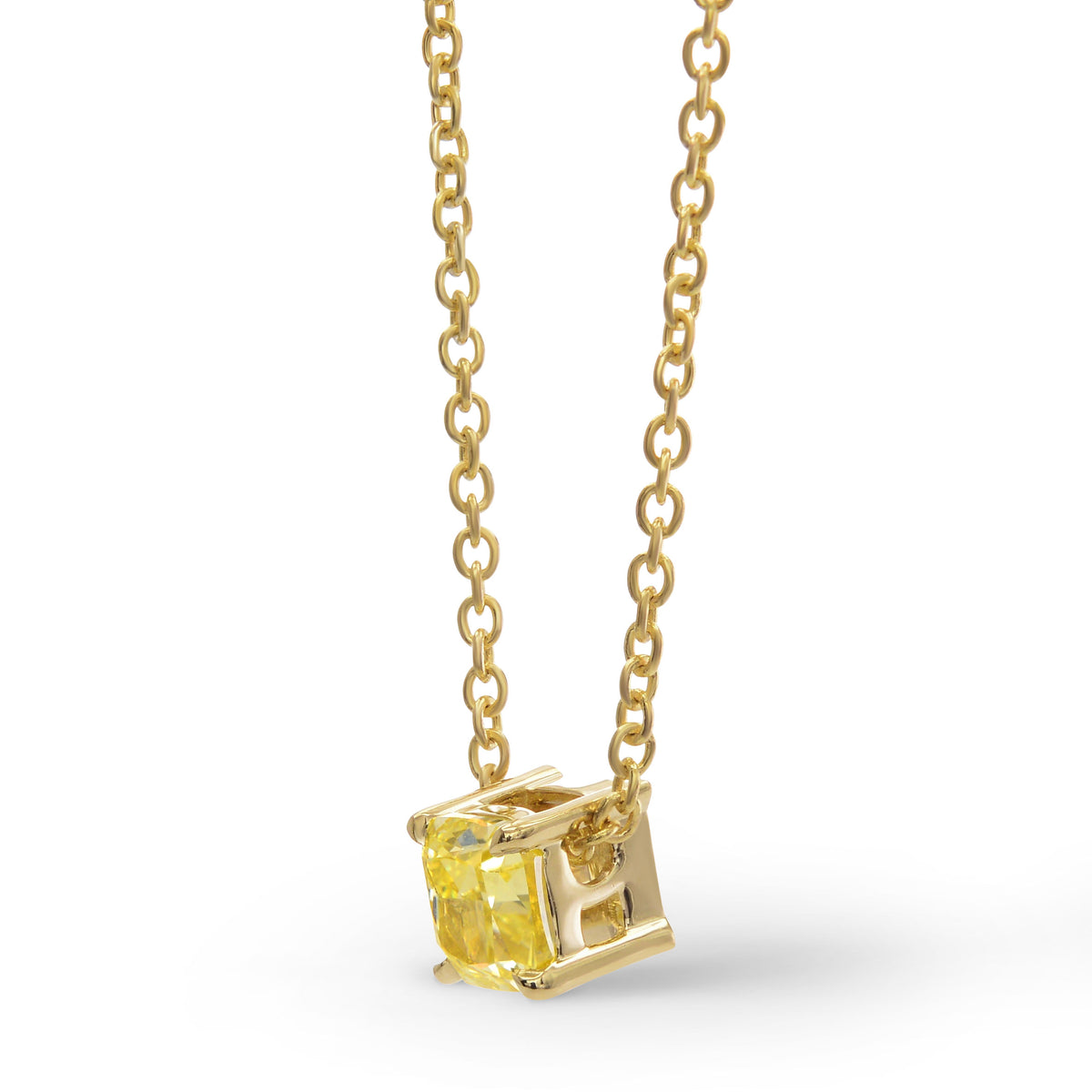 Fancy Intense Yellow Cushion Diamond Solitaire Pendant