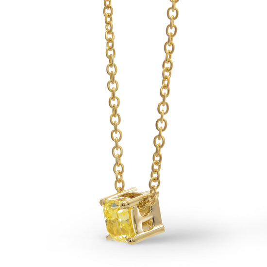 Fancy Intense Yellow Cushion Diamond Solitaire Pendant
