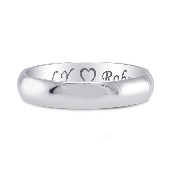 Platinum Domed Wedding Band Ring