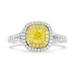 Fancy Intense Yellow Cushion Diamond Halo Ring