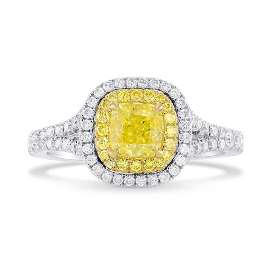 Fancy Intense Yellow Cushion Diamond Halo Ring