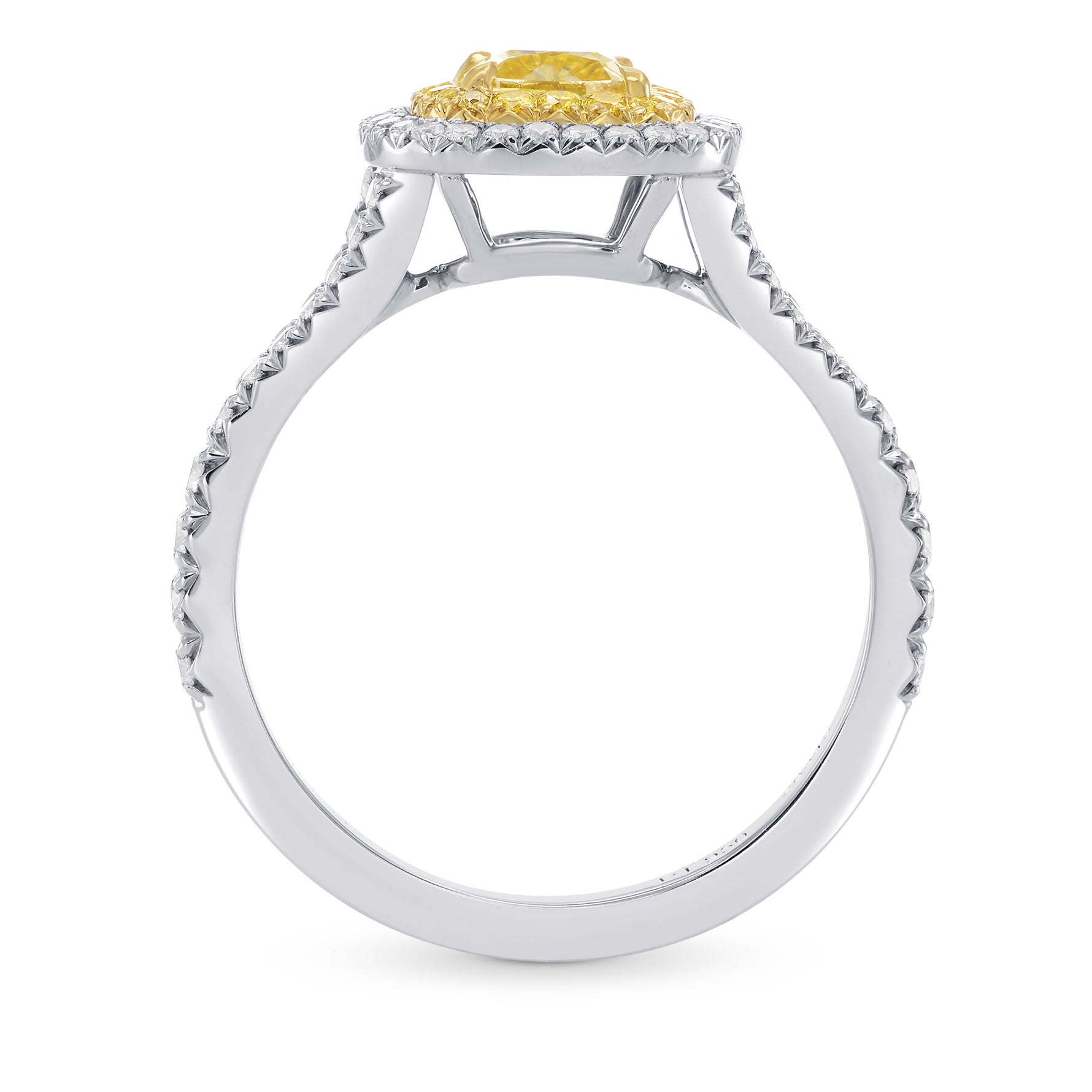 Fancy Intense Yellow Cushion Diamond Halo Ring