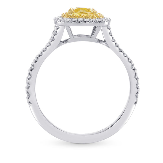 Fancy Intense Yellow Cushion Diamond Halo Ring