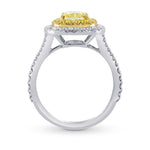 Fancy Light Yellow Cushion Diamond Halo Ring
