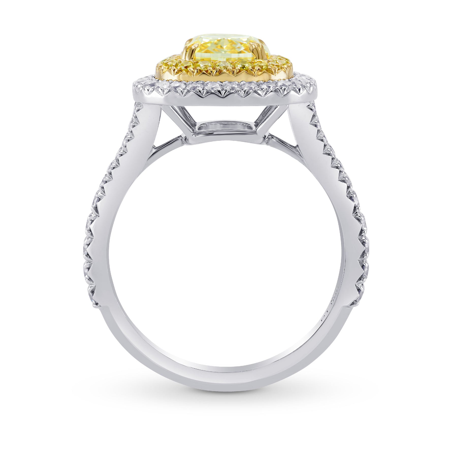 Fancy Light Yellow Cushion Diamond Halo Ring