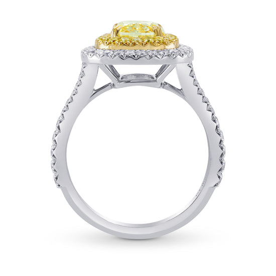 Fancy Light Yellow Cushion Diamond Halo Ring