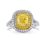 Fancy Light Yellow Cushion Diamond Halo Ring