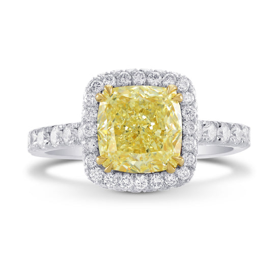 Fancy Light Yellow Cushion Diamond Halo Ring