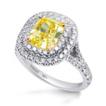 Fancy Intense Yellow Cushion Diamond Halo Ring