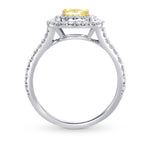 Fancy Light Yellow Cushion Diamond Double Halo Ring