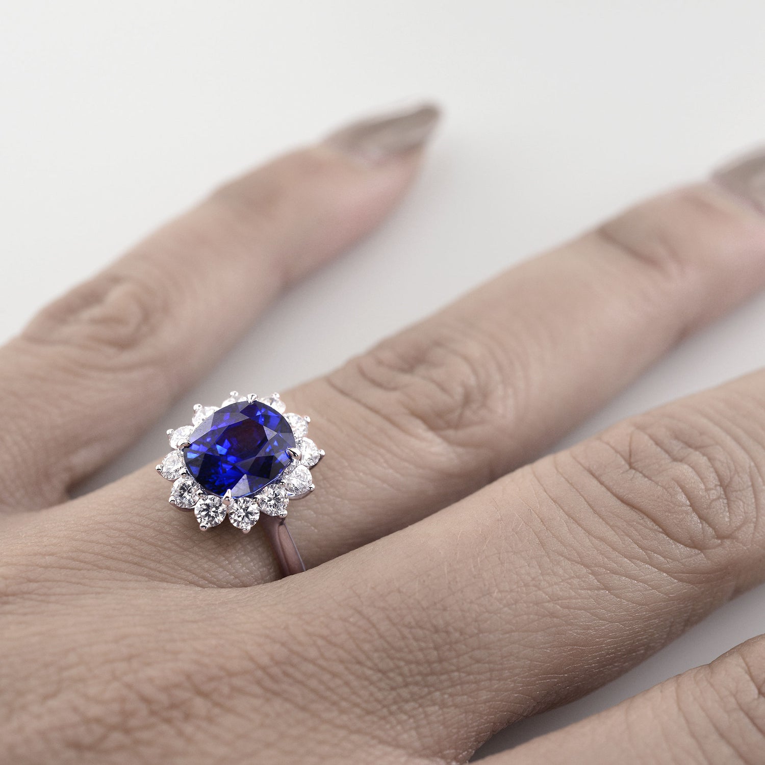Royal Vivid Blue Sapphire & Diamond (Diana) Ring