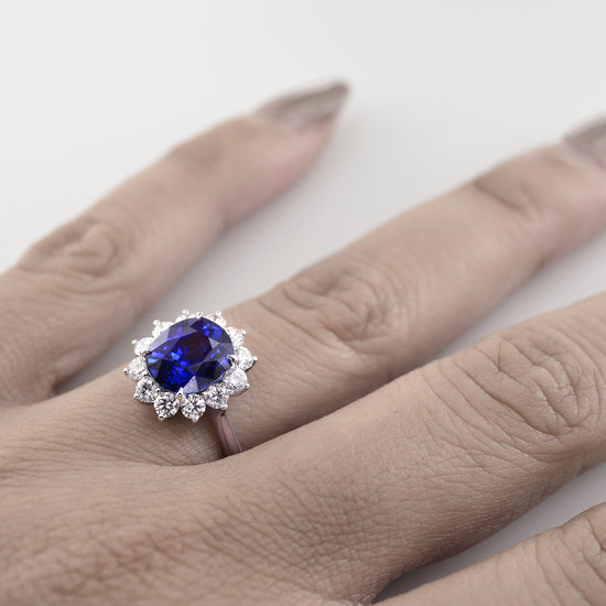 Royal Vivid Blue Sapphire & Diamond (Diana) Ring