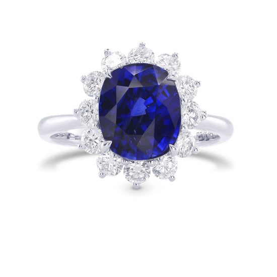 Royal Vivid Blue Sapphire & Diamond (Diana) Ring