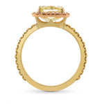Fancy Light Yellow Radiant & Pink Diamond Halo Ring