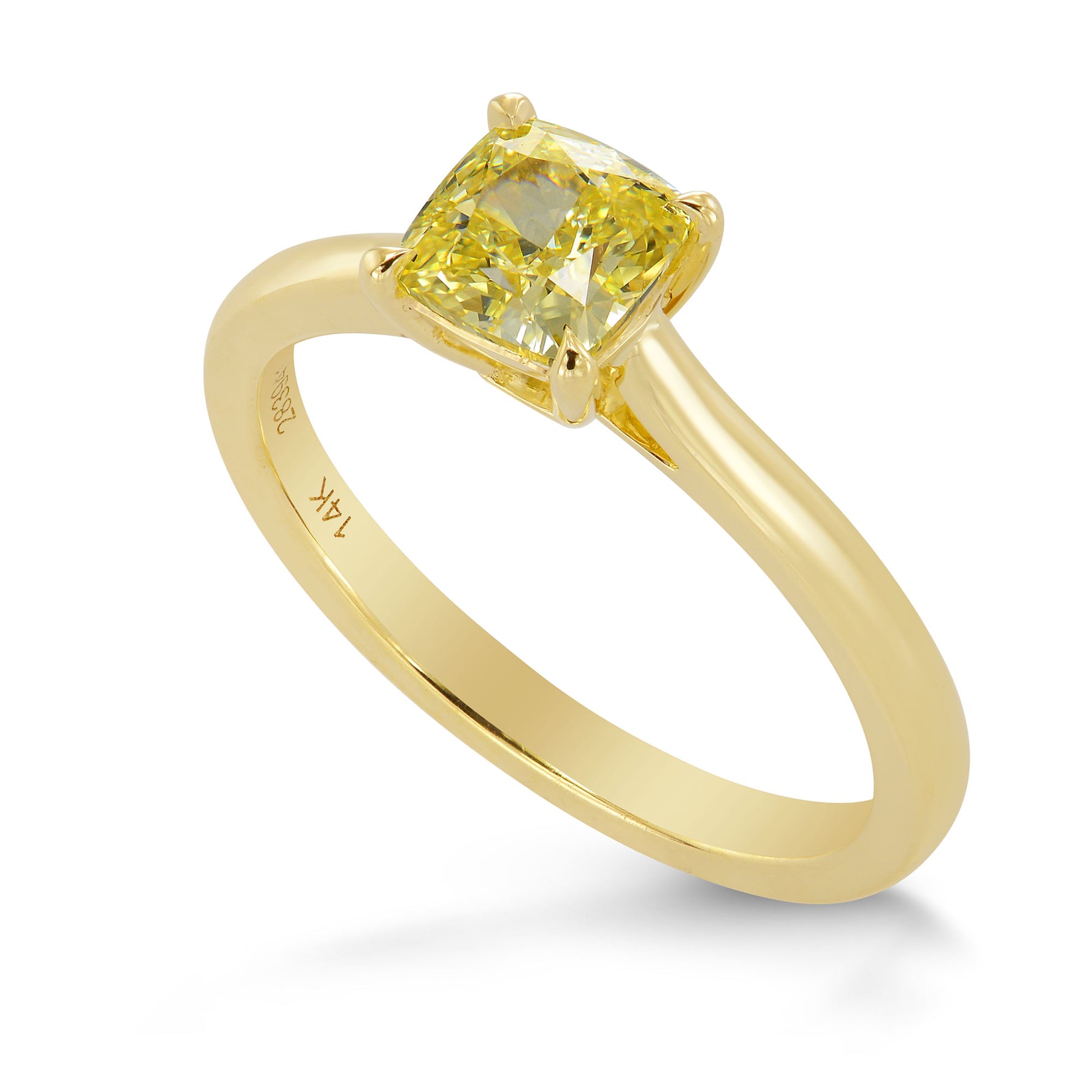 Fancy Intense Yellow Cushion Diamond Solitaire Ring