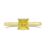 Fancy Intense Yellow Cushion Diamond Solitaire Ring
