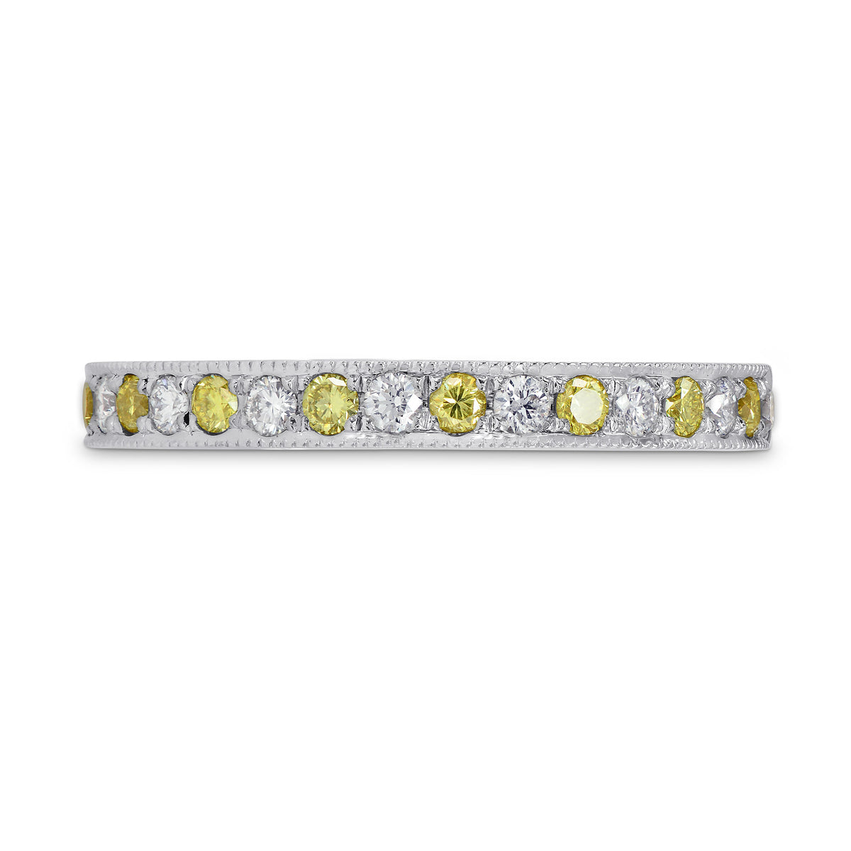 Fancy Intense Yellow and White Diamond Milgrain Ring