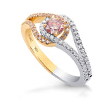 Fancy Pink Round Diamond & Pave Cross-over Ring