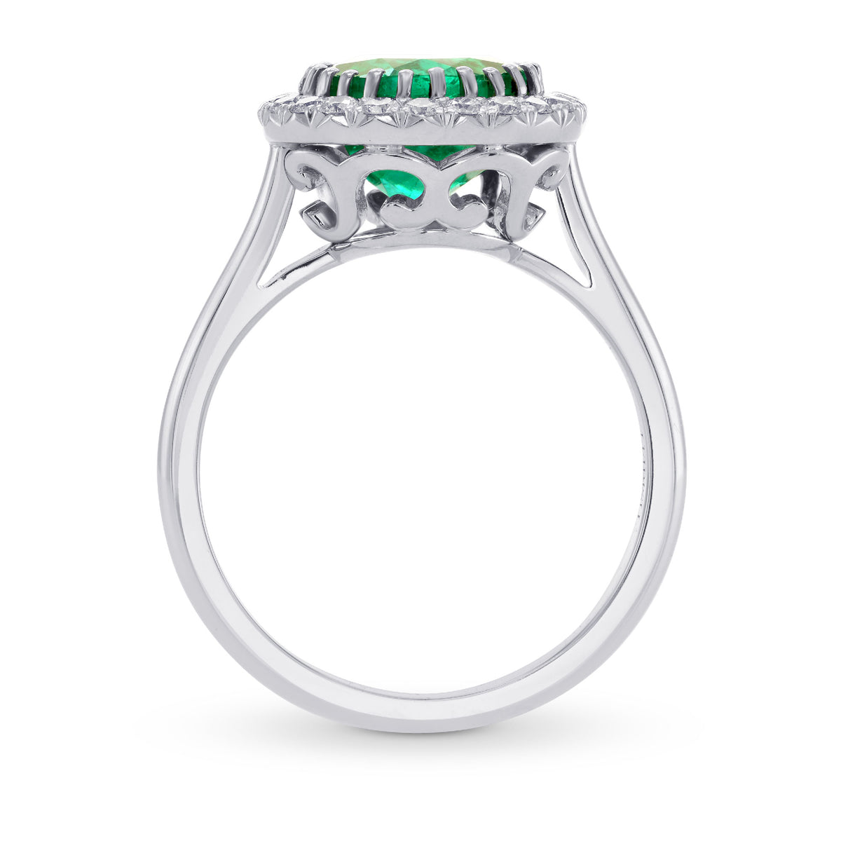 Round Colombian Emerald & Diamond Halo Ring