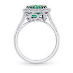 Round Colombian Emerald & Diamond Halo Ring