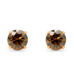 Fancy Deep Brown Round Diamond Earstuds