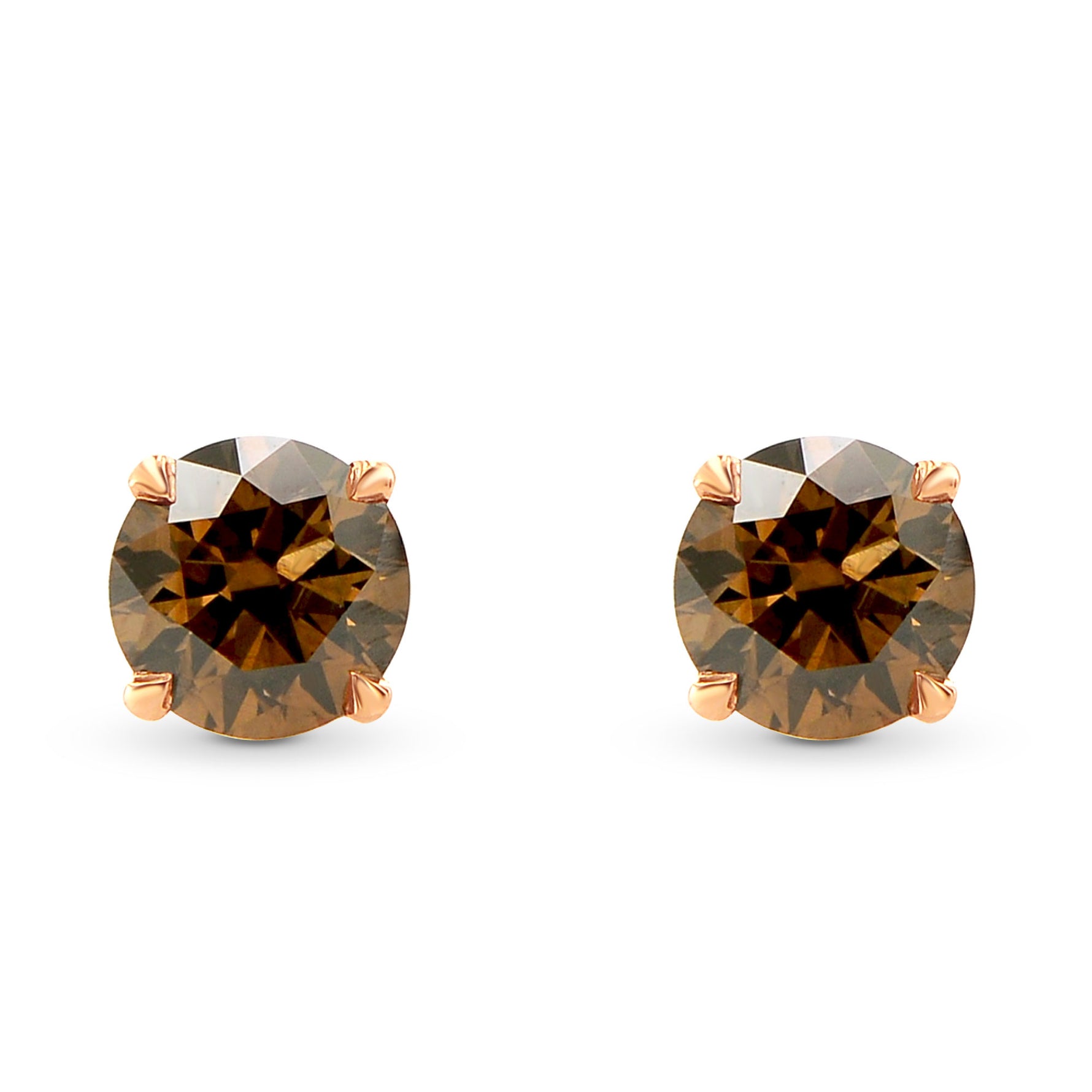 Fancy Deep Brown Round Diamond Earstuds