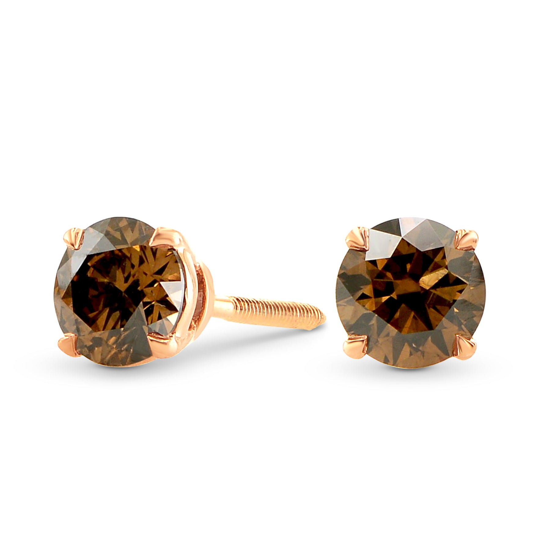 Fancy Deep Brown Round Diamond Earstuds