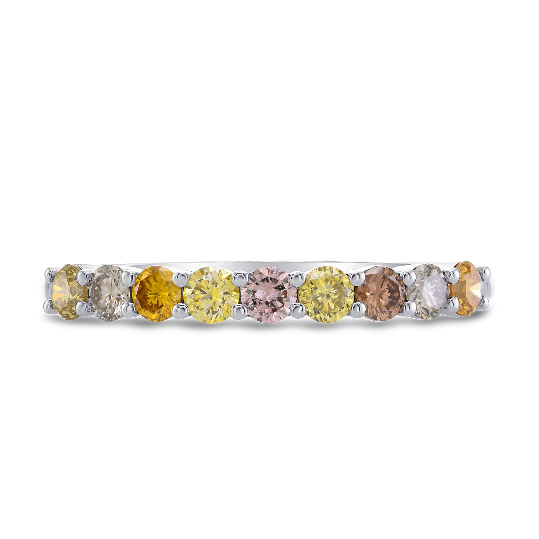 9 Stone Multicolored Diamond Band Ring